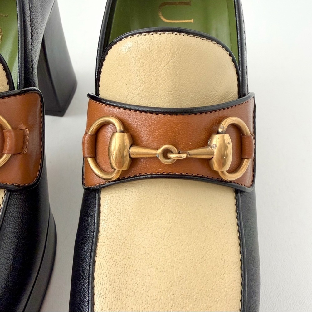 GUCCI | Horsebit Platform Loafer Pumps Houdan Block Heel Leather EU 36 - Picture 4 of 12